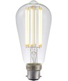 B22d 6,5W dimbar LED-pære - ST58 Rustika, filament, klart glass, 2700K