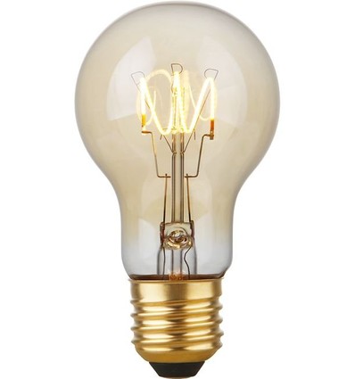 E27 4,2W dimbar LED-pære - A60, Flex Filament, 2200K, gullglass, 470lm