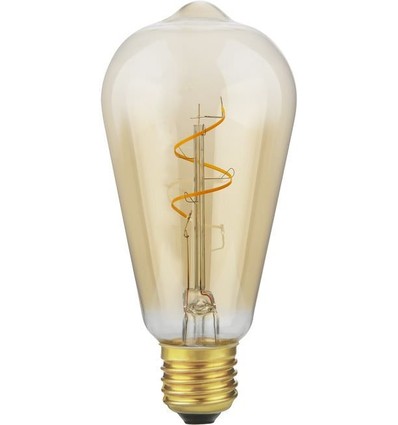 E27 4,2W Slim Flex Filament Rustikk ST64 - 470lm, 2200K, gullglass, dimbar