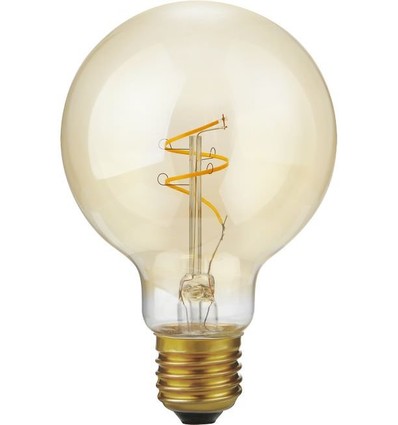 E27 2,9W Slim Flex Filament Globe G80 - 250lm, 2200K, gyllent glass, dimbar