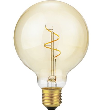E27 2,9W dimbar LED-pære - G95 Globe, Slim Flex Filament, 2200K, Gold, 250lm