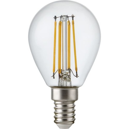 E14 4,7W dimbar LED kronepære - G45, filament, klart glass, 2700K