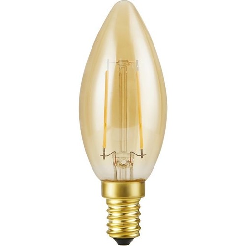 E14 2,9W dimbar LED kronepære - Filament, 250lm, 2200K, gullfarget glass, C35 candle