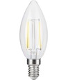 E14 2,5W dimbar LED kronepære - C35, filament, klart glass, 2700K