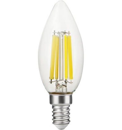E14 7W dimbar LED kronepære - Filament, C35, 806lm, 2700K, klart glass