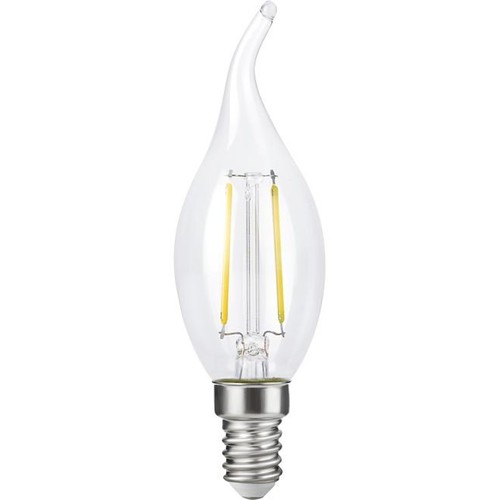 E14 2,5W dimbar LED-kronepære med tipp - C35, filament, klar, 2700K