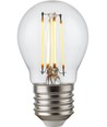 E27 4,7W dimbar LED kronepære - G45, filament, klart glass, 2500K