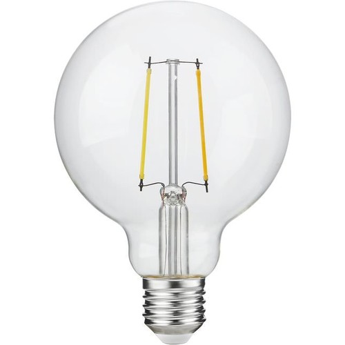 E27 2,5W dimbar LED globepære - G95, filament, 250lm, 2500K, klart glass