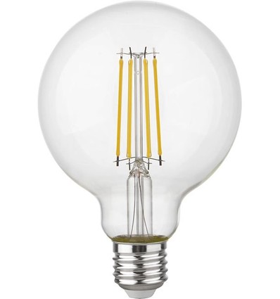 E27 4,7W dimbar LED globepære - G95, filament, 2500K, 470lm, klart glass