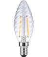 E14 2W dimbar LED kronepære - Twisted Candle, filament, 2200K, klart glass