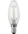 E14 2W dimbar LED kronepære - Twisted Candle, filament, 2200K, klart glass