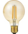 E27 6,5W dimbar LED globepære - G80, 550lm, filament, 2200K, gullfarget glass