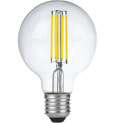 E27 6W dimbar LED filamentpære - G80, 550lm, 2500K, klart glass