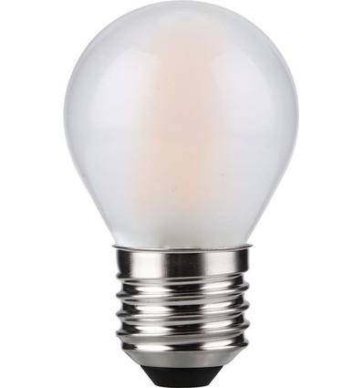 E27 4W dimbar LED kronepære - G45, filament, matt glass, 2500K