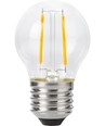 E27 2W dimbar LED kronepære - G45, filament, 2500K, klart glass