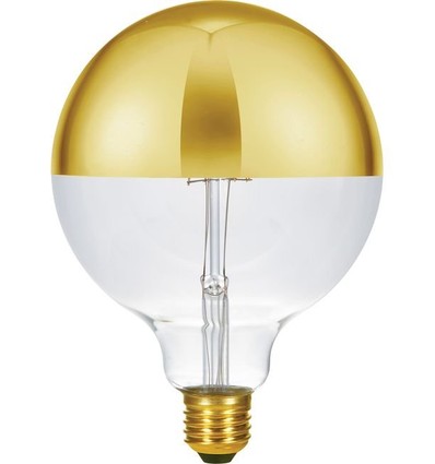 E27 6,5W dimbar LED kronepære - G125, topforspeilet gull, 2500K