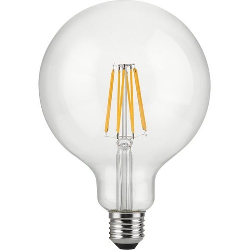 E27 12W dimbar LED globepære - G125, filament, 1250lm, 2500K, klart glass