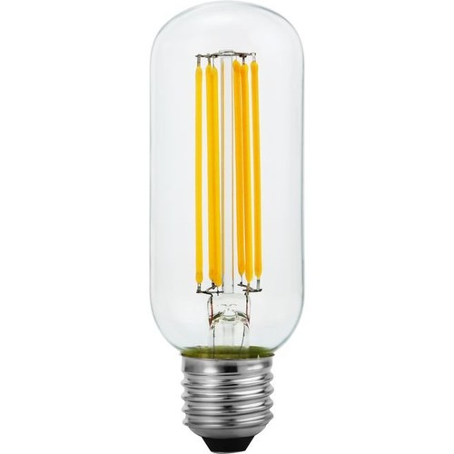 E27 6,5W dimbar LED filament rørpære - 13cm, 2500K, klart glass, 600lm
