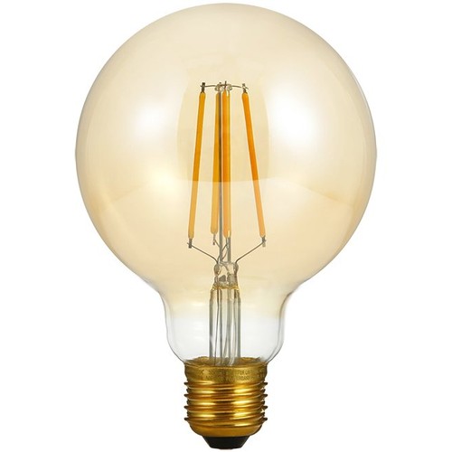 E27 4W dimbar LED globepære - G95, filament, 2200K, gyllent glass, 350lm