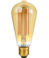E27 6,5W dimbar LED filamentpære - ST64 Rustika, 2200K, gullfarget glass, 550lm