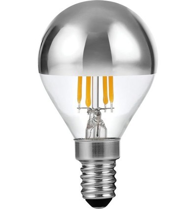E14 4W dimbar LED kronepære, topforsølvet - G45, 260lm, 2500K