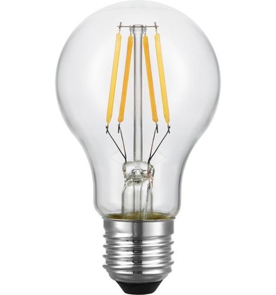 E27 4W dimbar LED filamentpære - A60, 2200K, klart glass, 360lm