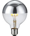 E27 6,5W dimbar LED kronepære - G95, topforsølvet, 2500K