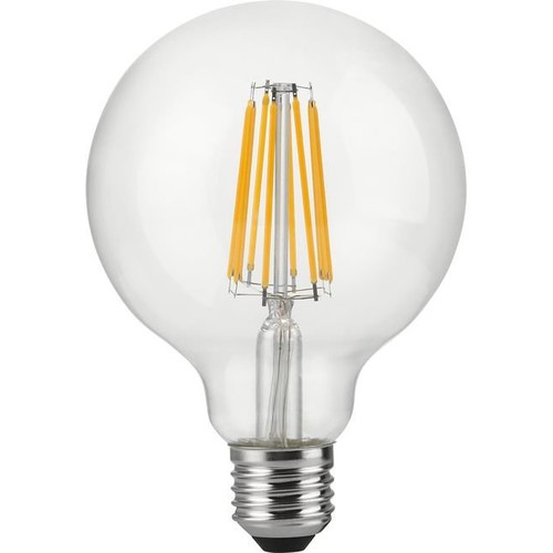 E27 10W dimbar LED globepære - G95, filament, 1055lm, 2500K, klart glass