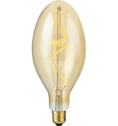 E27 4W dimbar LED-pære - Big Flex Ellipse, 200lm, 2000K, gullfarget glass, filament