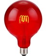 E27 4W dimbar LED filamentpære - G125, Flex Globe, Rød, 60lm
