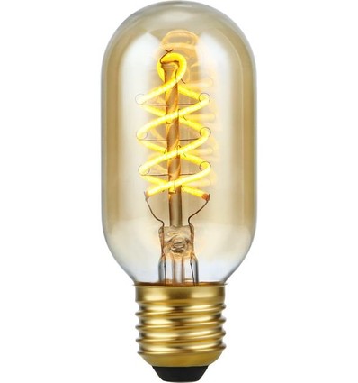 E27 5W dimbar LED-pære - Filament Flex DH Tube, 2000K, gullfarget glass, 300lm