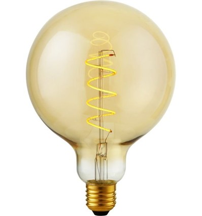 E27 4W dimbar LED filamentpære - G125, Flex Globe, 200lm, 2000K, gullglass