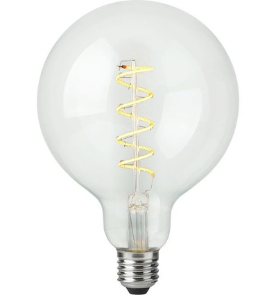 E27 4W dimbar LED filamentpære - G125, Flex Globe, 2200K, 250lm, klart glass