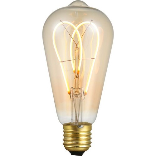 E27 5W dimbar LED-pære - ST64 Rustika, Flex Double Loop, 2000K, gullfarget glass