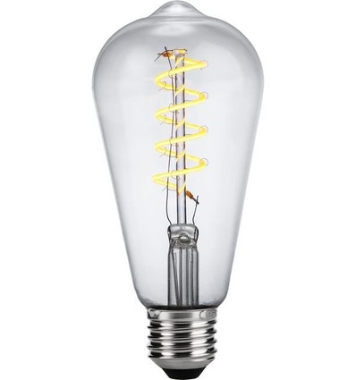 E27 4W dimbar LED Rustika-pære - ST64, Flex Filament, 2200K, klart glass