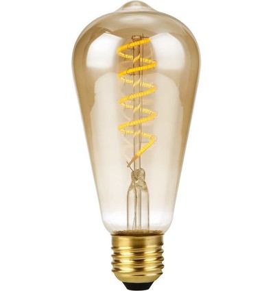 E27 4W dimbar LED-pære - ST64 Rustika, Flex filament, 200lm, gullfarget glass, 2000K
