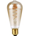 E27 4W dimbar LED-pære - ST64 Rustika, Flex filament, 200lm, gullfarget glass, 2000K