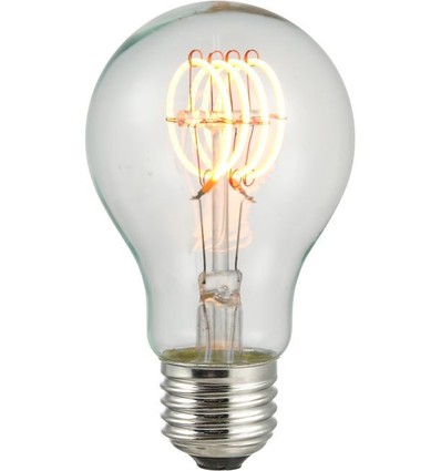 E27 4W dimbar LED filamentpære - A60, Flex filament, 2200K, 210lm, klart glass