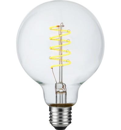 E27 4,5W dimbar LED-pære - G95, Flex Filament, 2200K, klart glass