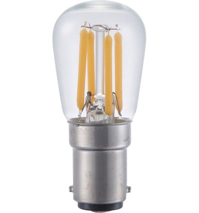 BA15d 3W dimbar LED filamentpære - 2500K, klar, 5,6cm, 210lm