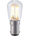 BA15d 3W dimbar LED filamentpære - 2500K, klar, 5,6cm, 210lm