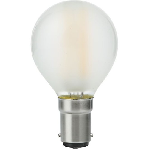 Ba15d 4W dimbar LED kronepære - G45, filament, matt glass, 2500K