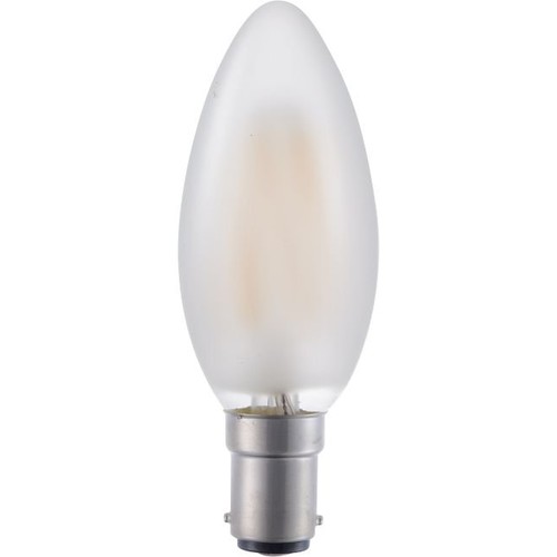 BA15d 4W LED kronelys filament - 320lm, 2500K, matt glass, dimbar