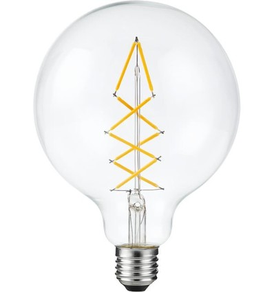 E27 6,5W dimbar LED globepære - G125, 500lm, 2200K, filament, klart glass