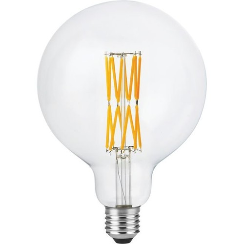 E27 8,5W dimbar LED filamentpære - G125, 800lm, Double Globe, 2200K, klart glass