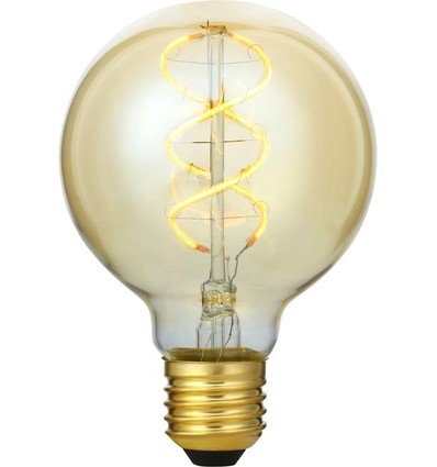 E27 5W 3-trinns dimbar LED-pære - G80, Gull, Flex filament, 2200K, 460lm