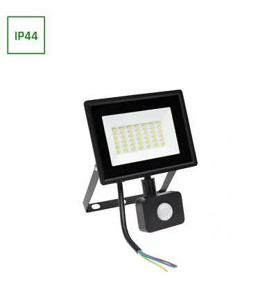 30W NOCTIS LUX 3 lyskaster med sensor - IP44, nøytral hvit, sort, PIR-sensor