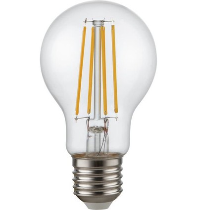 E27 4,7W dimbar LED-pære - A60, filament, 470lm, 2200K, klart glass