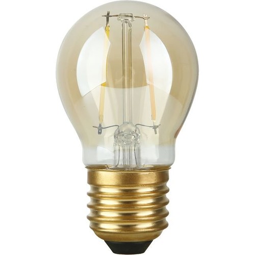 E27 2,9W dimbar LED kronepære - Filament, G45, 2200K, gullglass