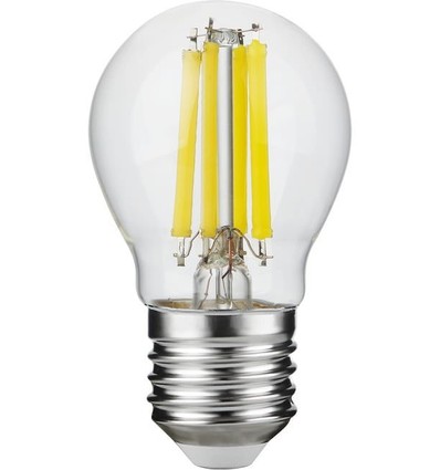 E27 7W dimbar LED kronepære - G45, filament, klart glass, 806lm, 2700K